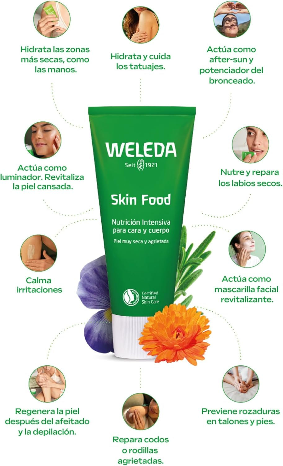Weleda - Skin Food Original, Crema Reparadora, Nutre E Hidrata, Con Aceite De Girasol Y Almendra, Caléndula, Pensamiento Silvestre Y Manzanilla, Para Piel Muy Seca Y Agrietada -75 Ml