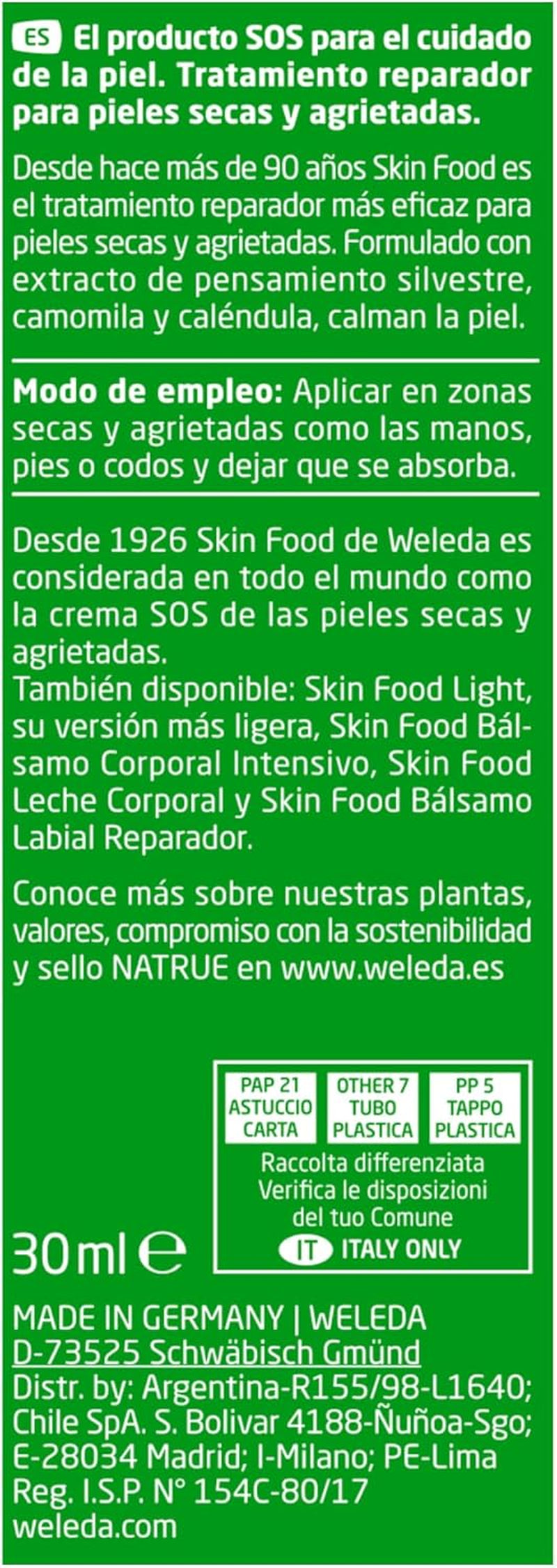 Weleda - Skin Food Original, Crema Reparadora, Nutre E Hidrata, Con Aceite De Girasol Y Almendra, Caléndula, Pensamiento Silvestre Y Manzanilla, Para Piel Muy Seca Y Agrietada -75 Ml
