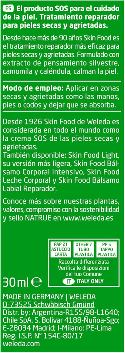 Weleda - Skin Food Original, Crema Reparadora, Nutre E Hidrata, Con Aceite De Girasol Y Almendra, Caléndula, Pensamiento Silvestre Y Manzanilla, Para Piel Muy Seca Y Agrietada -75 Ml