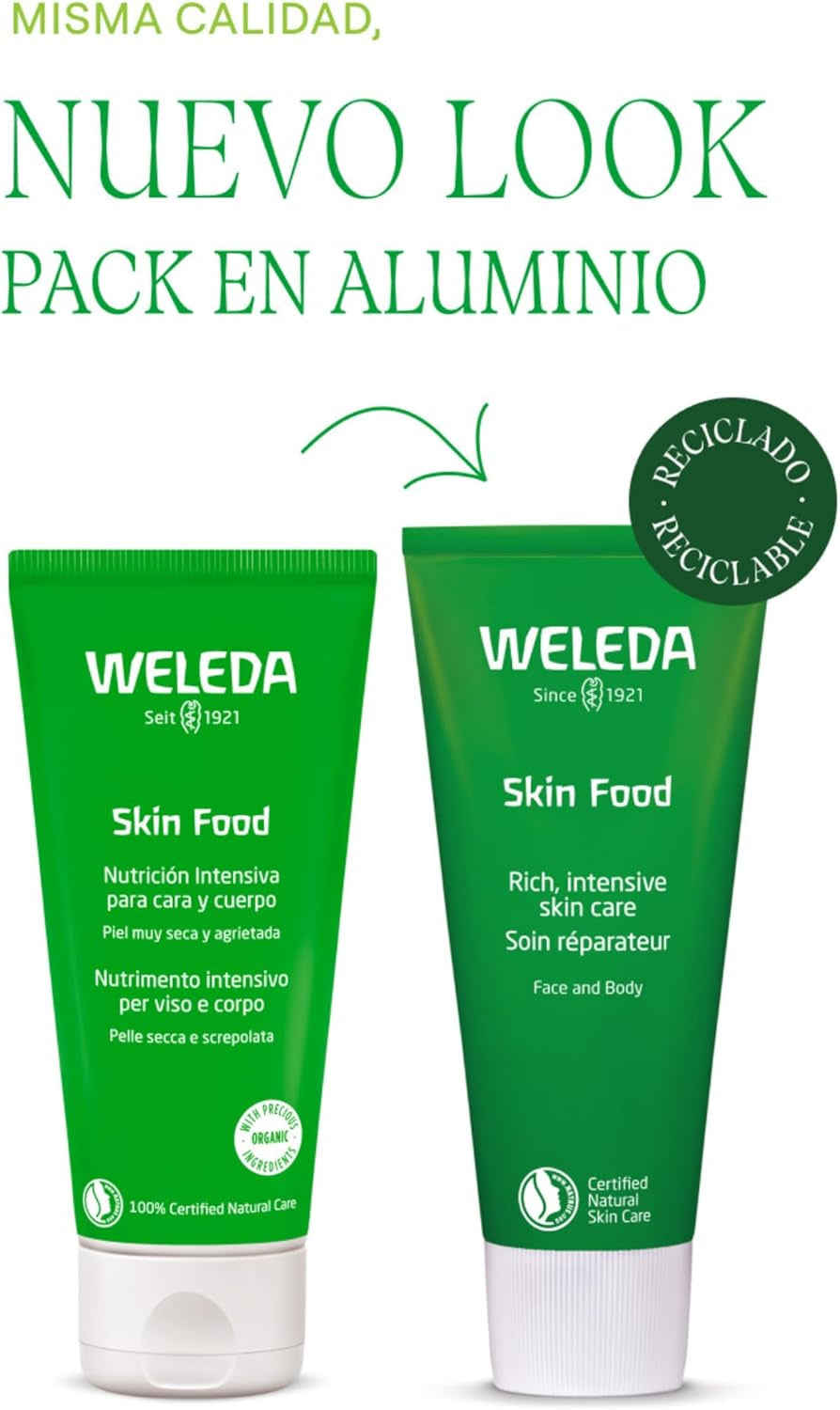 Weleda - Skin Food Original, Crema Reparadora, Nutre E Hidrata, Con Aceite De Girasol Y Almendra, Caléndula, Pensamiento Silvestre Y Manzanilla, Para Piel Muy Seca Y Agrietada -75 Ml